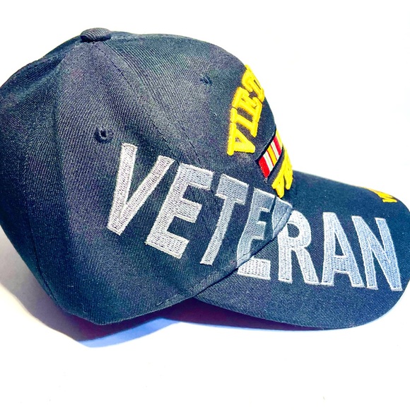 Black Vietnam Veteran Deluxe Low Profile Baseball Hat Cap Adjustable One Size - Picture 3 of 7